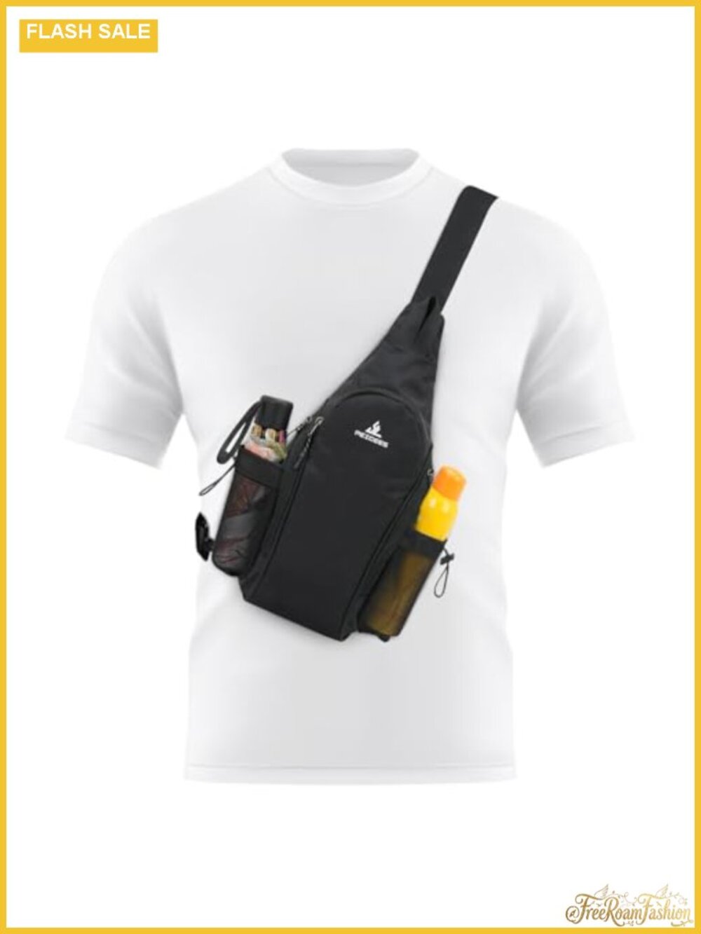 Small Sling Backpack Crossbody Bag with Water Bottle Holder Nylon